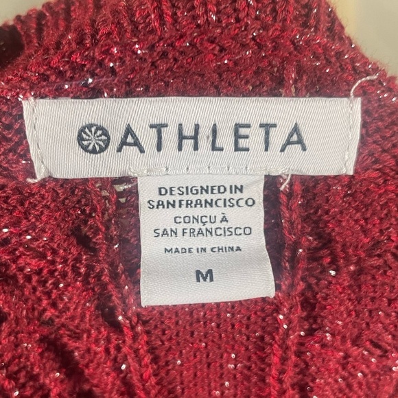 Athleta Merino Wool Blend Women’s Crossroads Crewneck Sweater Red Metallic Med - Picture 7 of 9